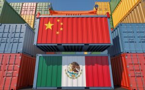 Freight,Containers,With,China,And,Mexico,National,Flags.,3d,Rendering