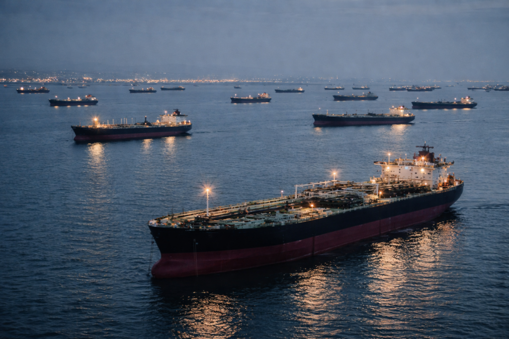 Flota de barcos al amanecer