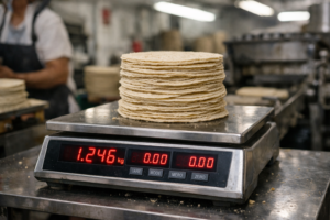Pesaje de tortillas recién hechas